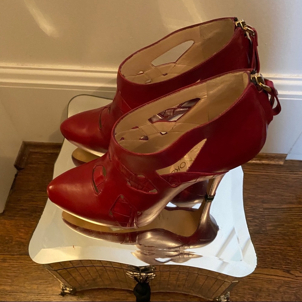 Coye Nokes Red Leather Booties Size 37